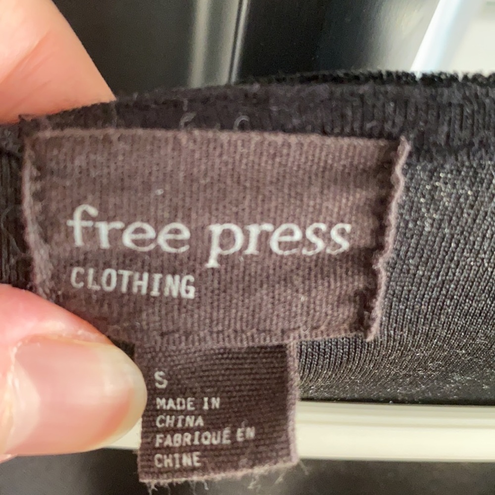 Free Press Women’s Size Small Black Velvet Body Suit View 2